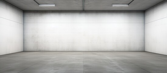 Empty white garage room in the house With copyspace for text