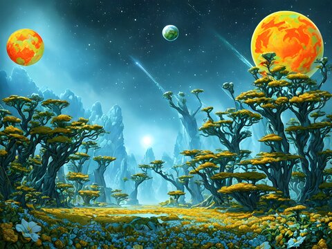 Amazing landscape of alien planet