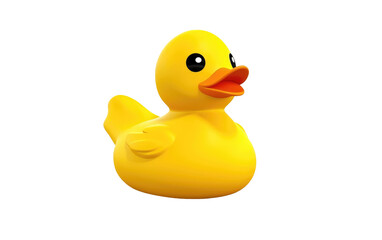 Beautiful Yellow Rubber Duck 3D Cartoon Isolated on Transparent Background PNG.