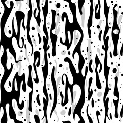 Simple black and white abstract silhouettes seamless pattern, vector 