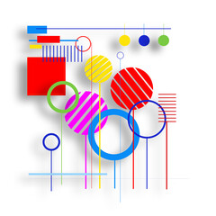 geometric pattern with colorful circles