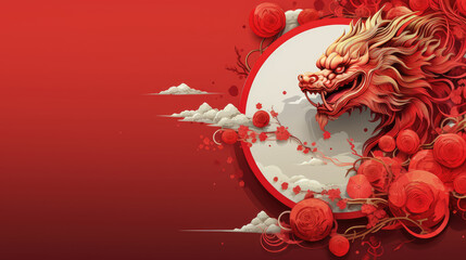 New Year banner , Happy chinese new year 2024 blue dragon of asian elements with year of the dragon zodiac