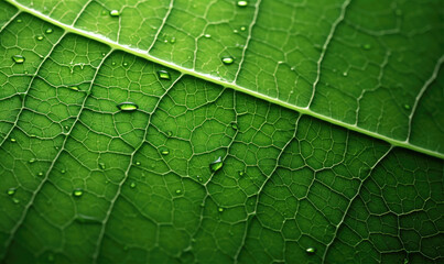 Close up macro photography of a beautiful green leaf