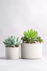 minimalistic background with succulents, with empty copy space