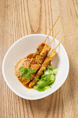 chicken kebab with fresh salad