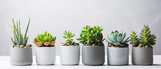 minimalistic background with succulents, with empty copy space