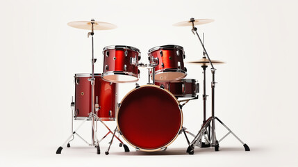 Obraz na płótnie Canvas Isolated kit percussion sound set white cymbal musical drum instrument jazz