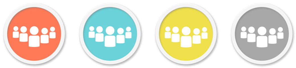 Gruppe Icon - Symbol auf 4 runden Buttons