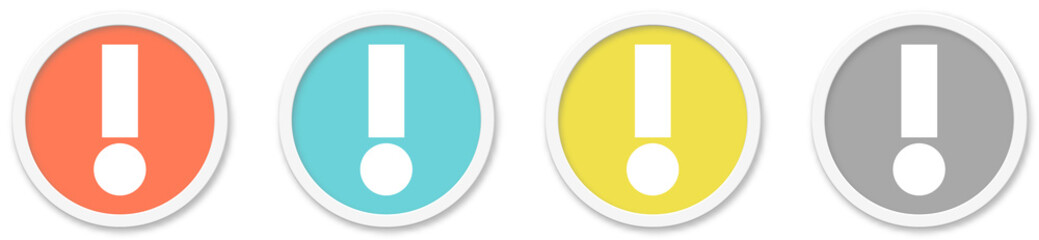 Warnung Icon - Symbol auf 4 runden Buttons - obrazy, fototapety, plakaty