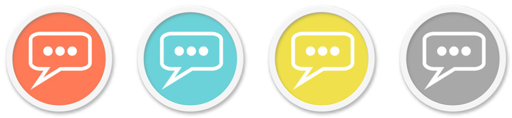 Sprechblase Icon - Symbol auf 4 runden Buttons