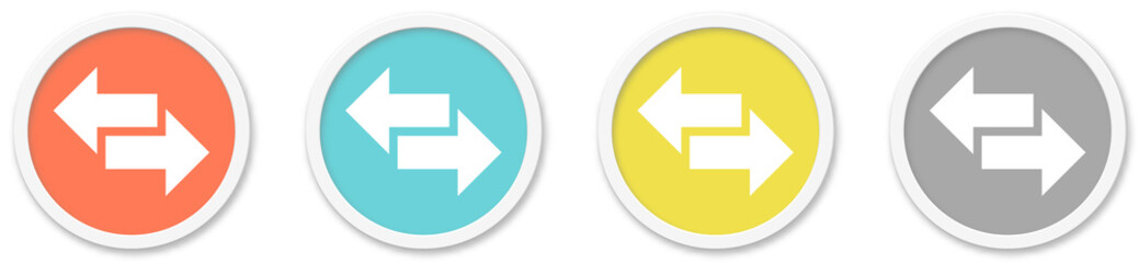  Pfeil Icon nach rechts und links - Symbol auf 4 runden Buttons