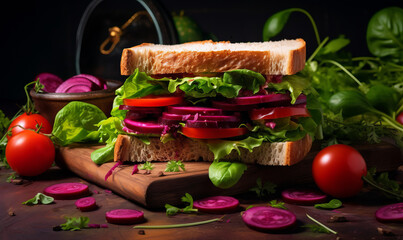 Vegetarian sandwich with vegetables
