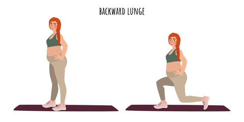Pregnant woman doing backward lunge exercise