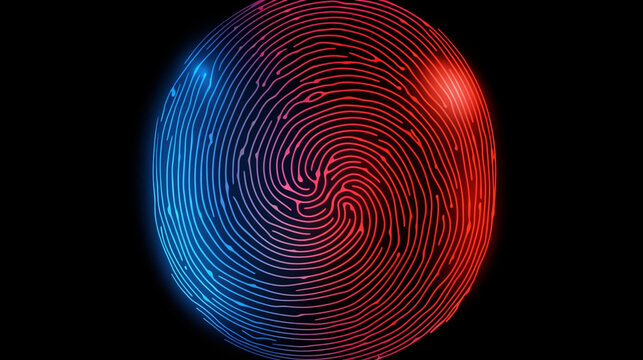 Circle abstract graphic fingerprint illustration digital science background neon design technology
