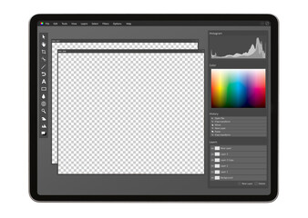 Photo editor user interface on tablet computer - obrazy, fototapety, plakaty