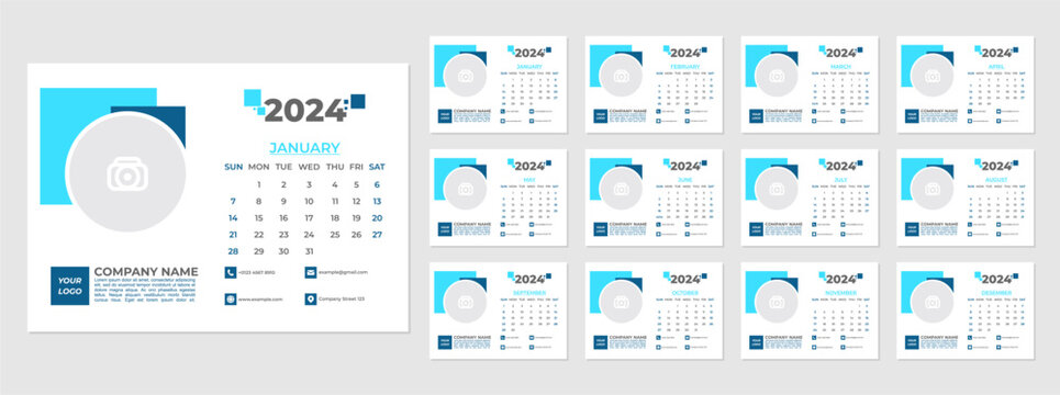 Monthly calendar for 2024. Week Starts on Monday. suitable for Company calender