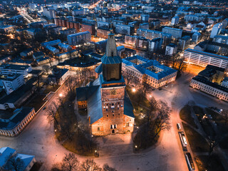 Aerial view of Cathedral of Turku in Finland