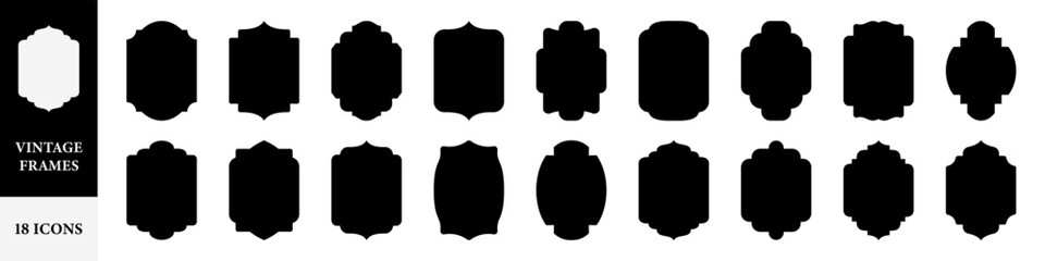 Vintage frames set. Silhouette emblems.