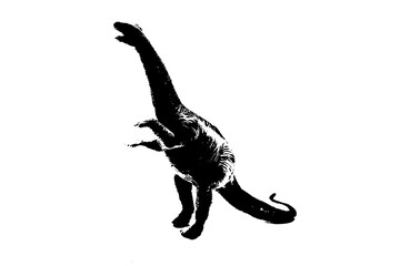 black dinosaur silhouette isolated on white background, model of dinosaurs toys © sutichak