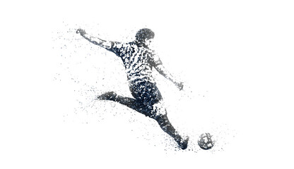 点描画風のサッカーのシルエット、PNG背景透明 © goleiro35