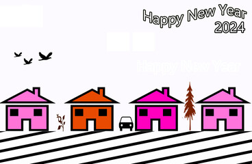 illustration of a house Happy New year