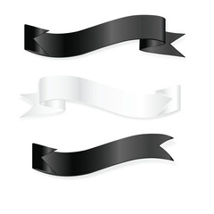 Black And White ribbon illustration Vector EPS10 Celebration Black Friday. Christmas ribbon with shadow, xmas wrap element template