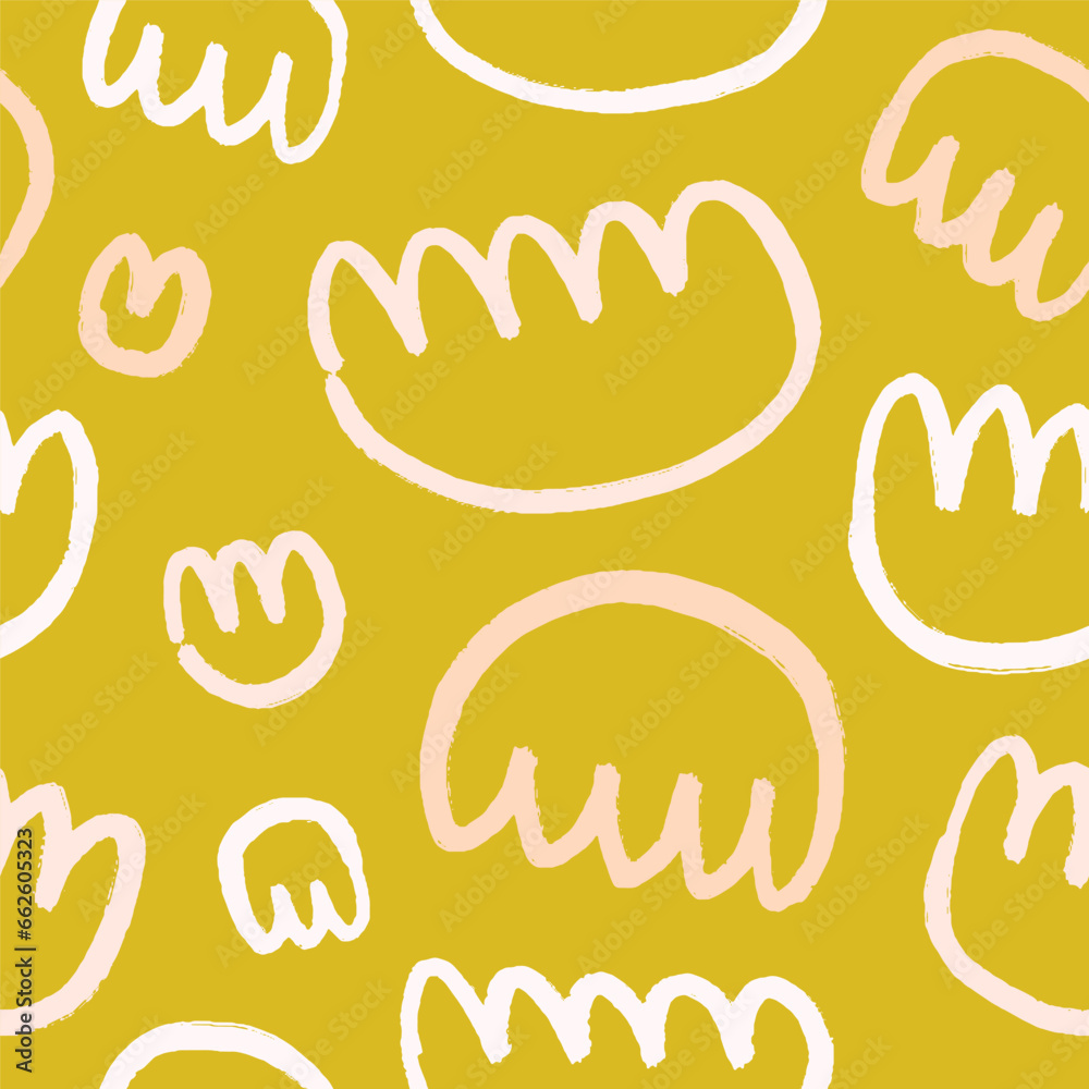Poster seamless doodle pattern. abstract shapes, cute repeating print. endless background design, childish 