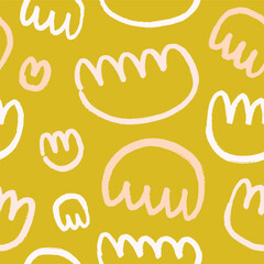 Seamless doodle pattern. Abstract shapes, cute repeating print. Endless background design, childish kids funny texture for wrapping, wallpaper, textile and decoration. Hand-drawn vector illustration