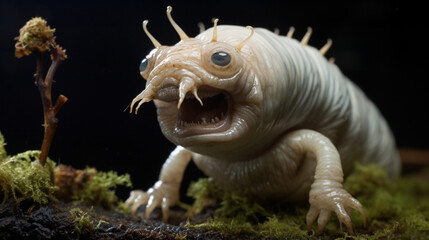 Obraz premium Realistic looking alien lifeform snail creature xenomorph with dramatic lighting 