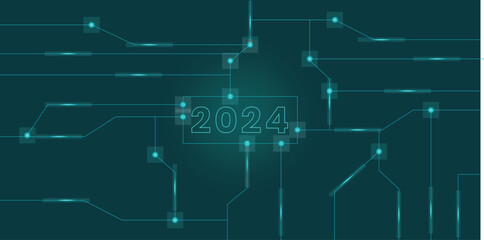 New Year vector with a dark green technology theme, suitable for banners, web banners, posters and others