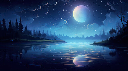 Bewitched Moonlit Lake