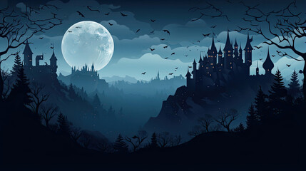 Fototapeta premium Spooky Castle Silhouettes