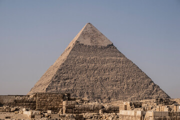 Fototapeta na wymiar Pirámide de cerca, muy bonita y sorprendente, Egipto, Khafra (Khefren)