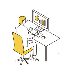 デスクで仕事をするビジネスウーマン　デスクトップ	