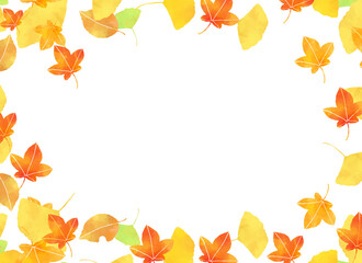 秋をイメージした落ち葉のフレーム