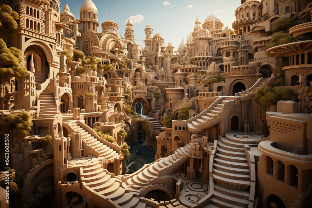 Aufkleber In this artwork, the ancient city of Petra is depicted using a unique blend of abstract and geometric styles.  