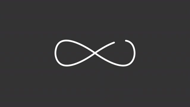 2D white simple thin line animation of loading infinity icon, HD video with transparent background, seamless loop 4K video representing abstract loaders.