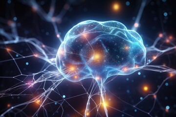 Neuronal Link futuristic technology network web electronic innovation. Background Generative AI - obrazy, fototapety, plakaty