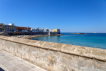 GALLIPOLI, ITALY, JULY 16, 2022 - View of the seaside town of Gallipoli, province of Lecce, Puglia, Italy