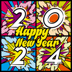 Happy New Year 2024 carte popart 4