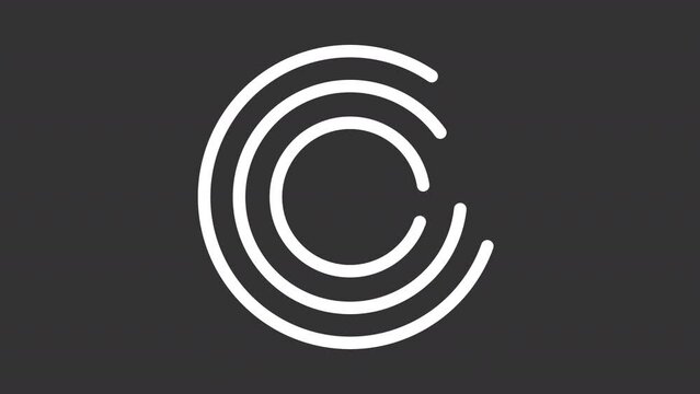 2D white simple thin line animation of abstract loading circular icon, HD video with transparent background, seamless loop 4K video representing abstract loaders.