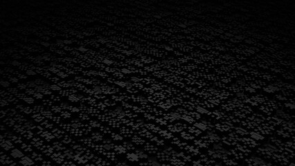 Fototapeta premium Abstract 3d rendering of chaotic cubes Black carbon fiber texture
