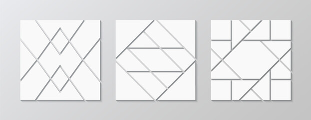 Moodboard mosaic business presentation set. Collage template layouts. Mosaic picture frame. Moodboard background collection. Scrapbook grid. Album brandboard. Portfolio images. Vector illustration