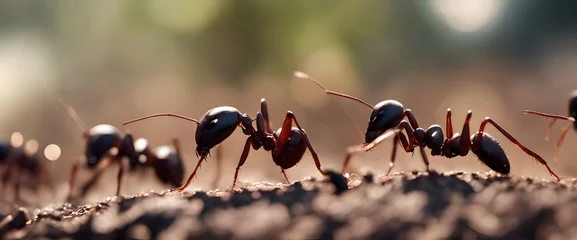 Fotobehang a close up macro view of a  bunch of army ants  © freelanceartist