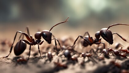 a close up macro view of a  bunch of army ants 