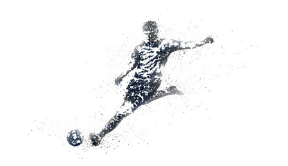 点描画風のサッカーのシルエット、PNG背景透明 © goleiro35