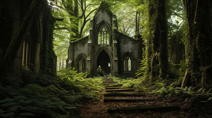 Church old forest abandoned