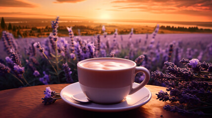 Cup latte lavender morning
