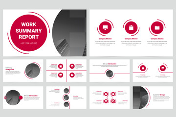 Red modern business work report slide presentation template