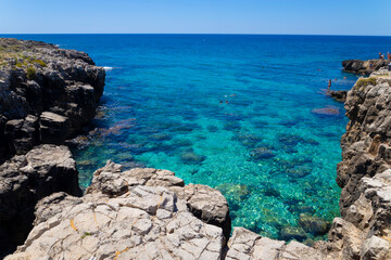 POSTO ROSSO, ITALY, JULY 15, 2022 - Turquoise waters in the seaside locality of Posto Rosso, Marina...